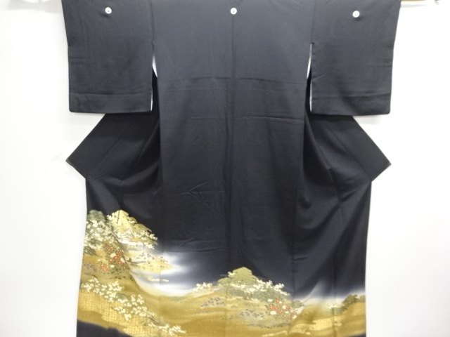 JAPANESE KIMONO / TOMESODE / EMBROIDERY / FLORAL PLANTS